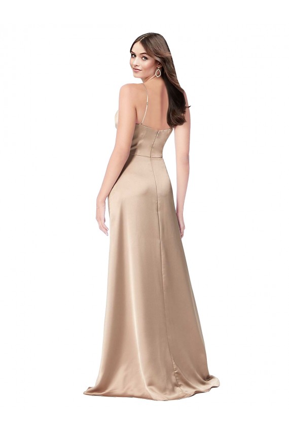 Best Silky Satin Prom Dress with Draped Surplice Bodice