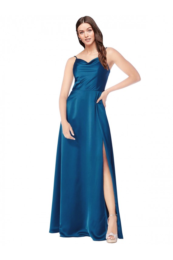 Best Cowl Neck Salky Satin Prom Dress