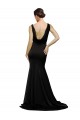 Best V-Neck Full Length Silky Satin Prom Dress with Soft Cowl Neck and Sweep Train