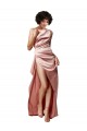 Best Low Back One Shoulder Full Length Silky Satin Prom Dress