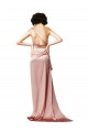 Best Low Back One Shoulder Full Length Silky Satin Prom Dress