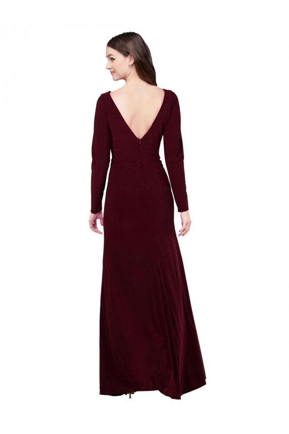 Best Long Sleeves Spandex Prom Dress with Front Slit