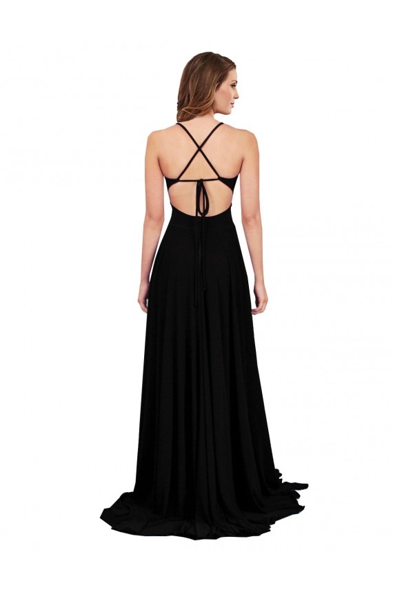 Best High Slit Open Back Long Spandex Prom Dress with Lined Crossover Bust