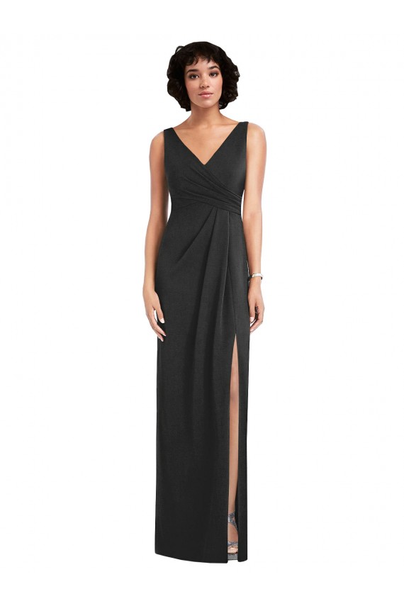 Best Draped Wrap Maxi Spandex Prom Dress with Front Slit