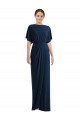 Best Open Back Short Sleeves Draped Tulip Skirt Maxi Spandex Prom Dress
