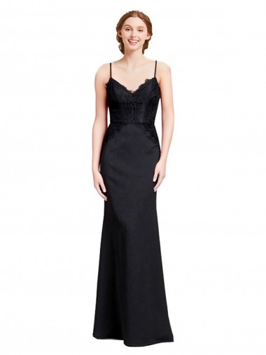 Best Long Chiffon Prom Dress with Lace Bodice and Curved V-Neckline