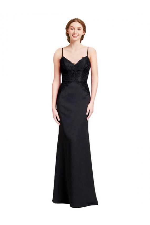 Best Long Chiffon Prom Dress with Lace Bodice and Curved V-Neckline