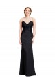 Best Long Chiffon Prom Dress with Lace Bodice and Curved V-Neckline