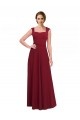 Best Square Neck Subtle Cap Sleeeves Crepe Prom Dress