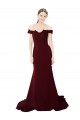 Best Full Length Off the Shoulder Formal Crepe Prom Dress with Lace On Bodice and Back