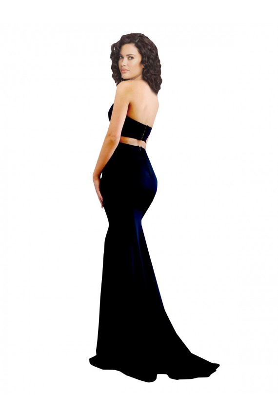Best Two Piece High Neck Crepe Prom Dress