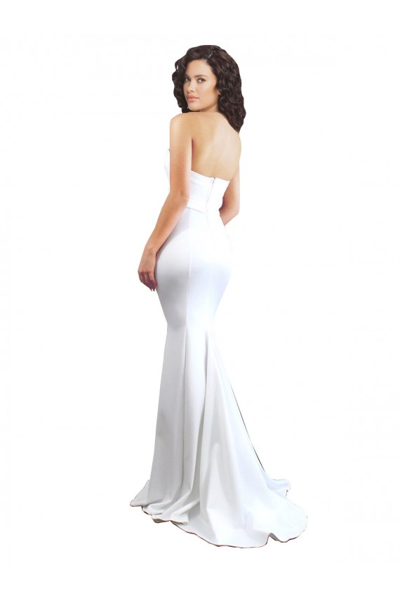 Best Sweetheart Strapless High Neck Long Crepe Prom Dress