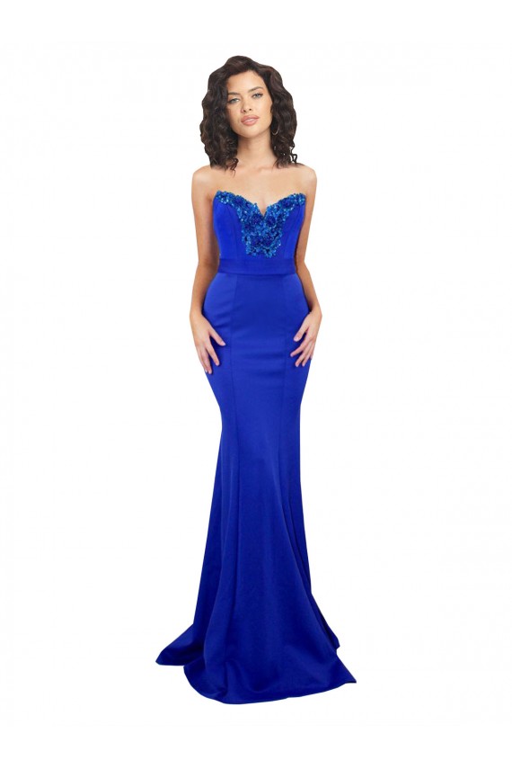 Best Sweetheart Flower Neckline High Neck Crepe Prom Dress