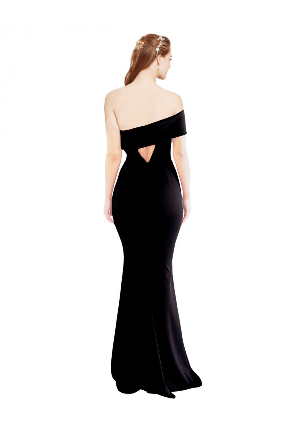 Best Asymmetrical Draped Off the Shoulder Banded Crepe Prom Dress