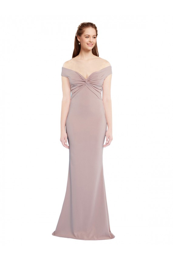 Best Knotted Off the Shoulder Crepe Prom Dress with Cut-Out Back