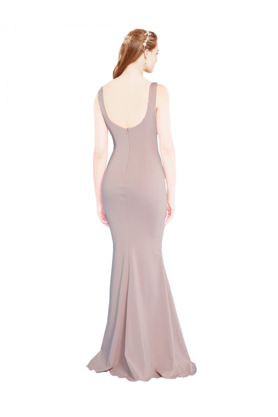Best Sleeveless Scoop Neck Fully Lined Crepe Prom Dress