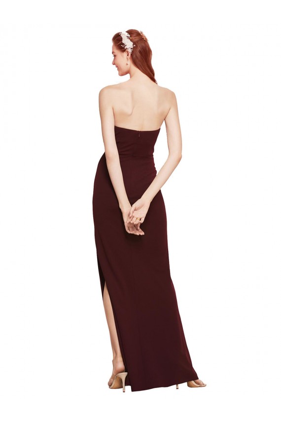 Best Twisted Strapless Keyhole Long Crepe Prom Dress with Slit