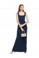 Best Scoop Neck with Ruffles Long Crepe Prom Dress with Back Slit