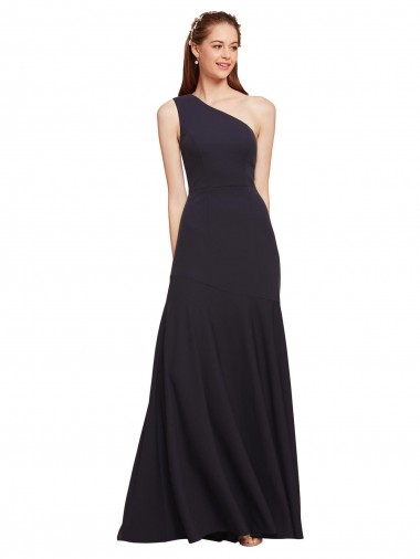 Best Fit and Flare Crepe Prom Dress with One Shoulder
