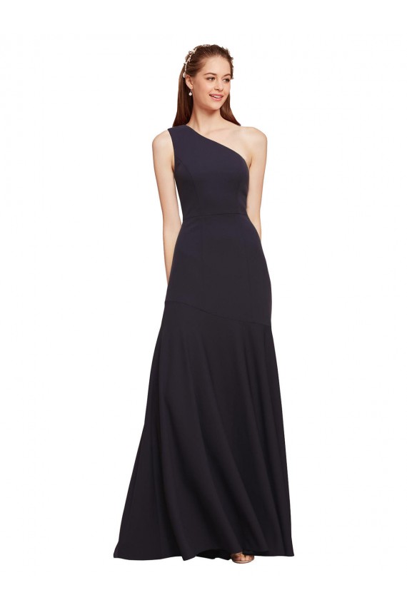 Best Fit and Flare Crepe Prom Dress with One Shoulder