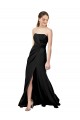 Best Strapless Fit and Flare Long Crepe Prom Dress with Knot and Slit