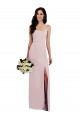 Best Spaghetti Strap V Back Crepe Prom Dress with Front Slit