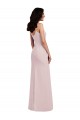 Best Spaghetti Strap V Back Crepe Prom Dress with Front Slit