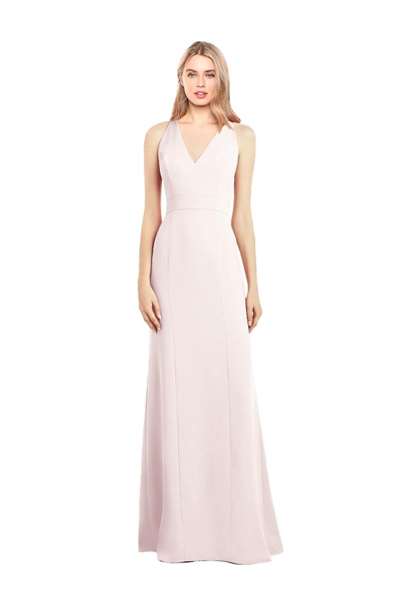 Best V-Neck Keyhole Back Crepe Trumpet Prom Dress