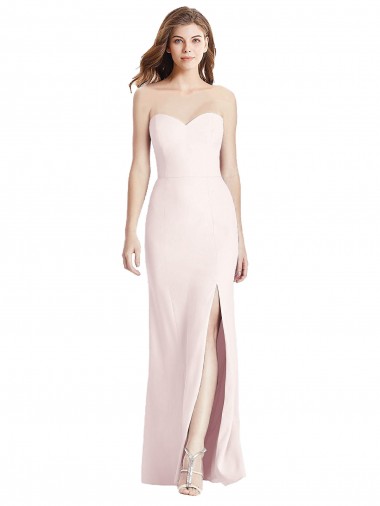Best Strapless Crepe Trumpet Prom Dress with Front Slit
