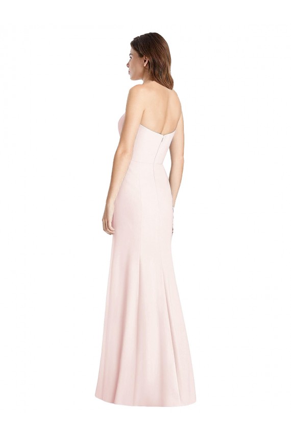 Best Strapless Crepe Trumpet Prom Dress with Front Slit