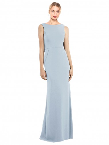 Best Draped Backless Crepe Prom Dress with Pockets