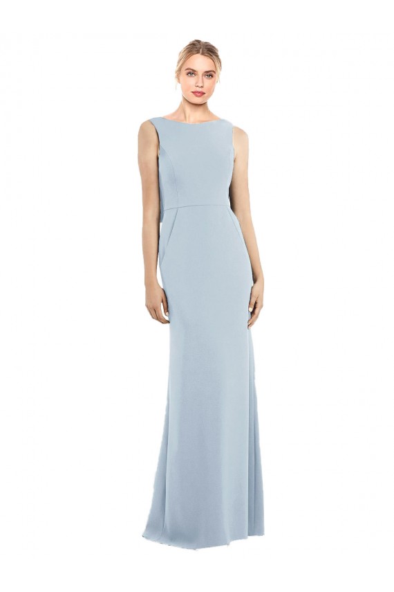 Best Draped Backless Crepe Prom Dress with Pockets