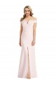 Best Off the Shoulder Notch Trumpet Crepe Prom Dress with Front Slit