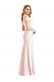 Best Off the Shoulder Notch Trumpet Crepe Prom Dress with Front Slit