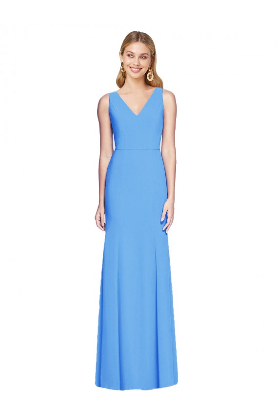 Best Flattering Trumpet Long Sleeveless Prom Dress with Open Back