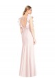 Best Ruffle Cap Sleeves Open Back Trumpet Prom Dress