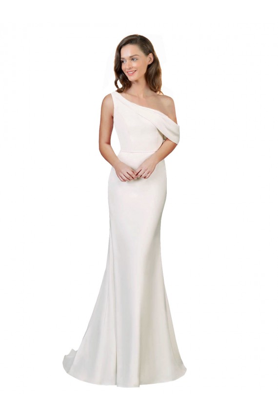 Best One Shoulder Crepe Prom Dress with Draped Off the Shoulder Strap