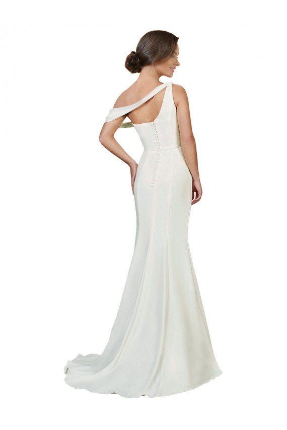 Best One Shoulder Crepe Prom Dress with Draped Off the Shoulder Strap