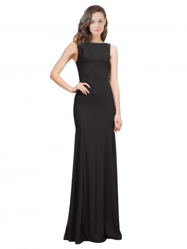 Best Sleeveless Bateau Neckline Crepe Prom Dress with Twist Back