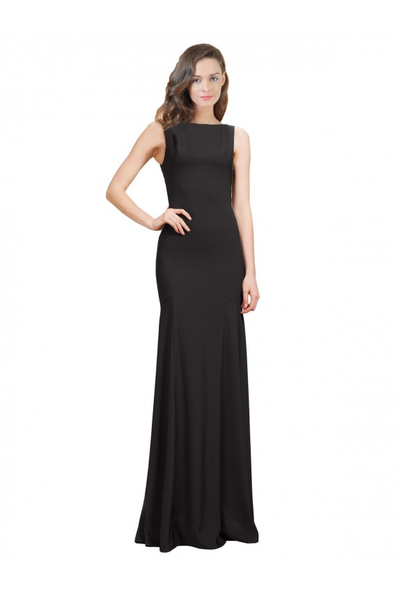 Best Sleeveless Bateau Neckline Crepe Prom Dress with Twist Back