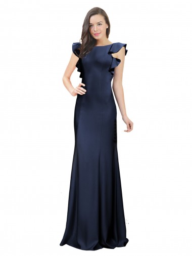 Best Sleeveless Crepe Prom Dress with Cascading Ruffle and Keyhole Back