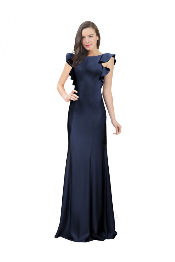 Best Sleeveless Crepe Prom Dress with Cascading Ruffle and Keyhole Back