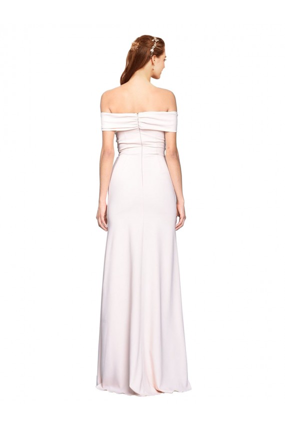Best Criss Cross Off the Shoulder Crepe Prom Dress with Side Slit