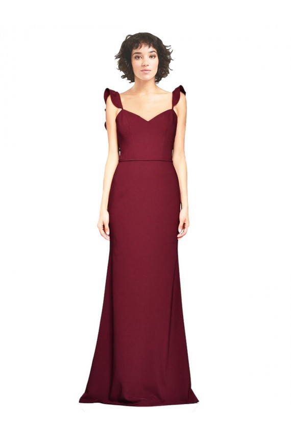 Best Crepe Slip Prom Dress with Ruffled Straps