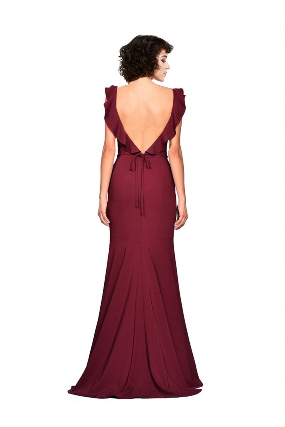 Best Crepe Slip Prom Dress with Ruffled Straps