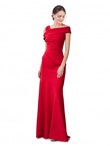 Best Sleeveless Ruched Crepe Mermaid Prom Dress with Off The Shoulder Detail