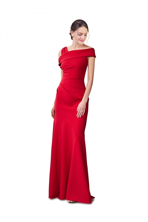 Best Sleeveless Ruched Crepe Mermaid Prom Dress with Off The Shoulder Detail