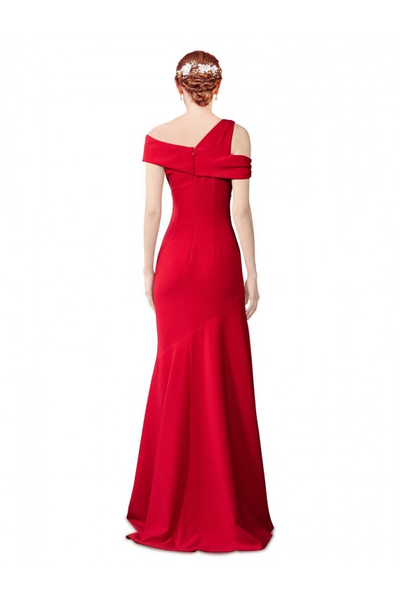 Best Sleeveless Ruched Crepe Mermaid Prom Dress with Off The Shoulder Detail