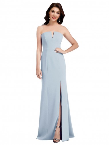 Best Strapless Notch Crepe Prom Dress with Front Slit