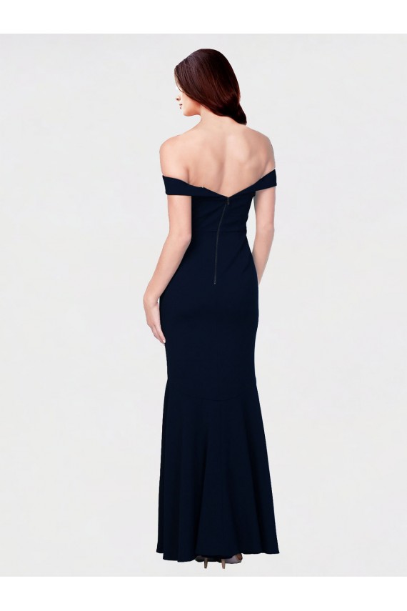 Best Mermaid Off the Shoulder Long Crepe Prom Dress with Low Back